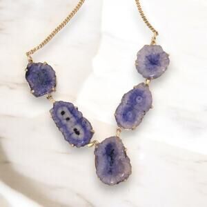 Sterling Silver Blue Solar Quartz Necklace, 22 Inch Handmade Statement Jewelry
